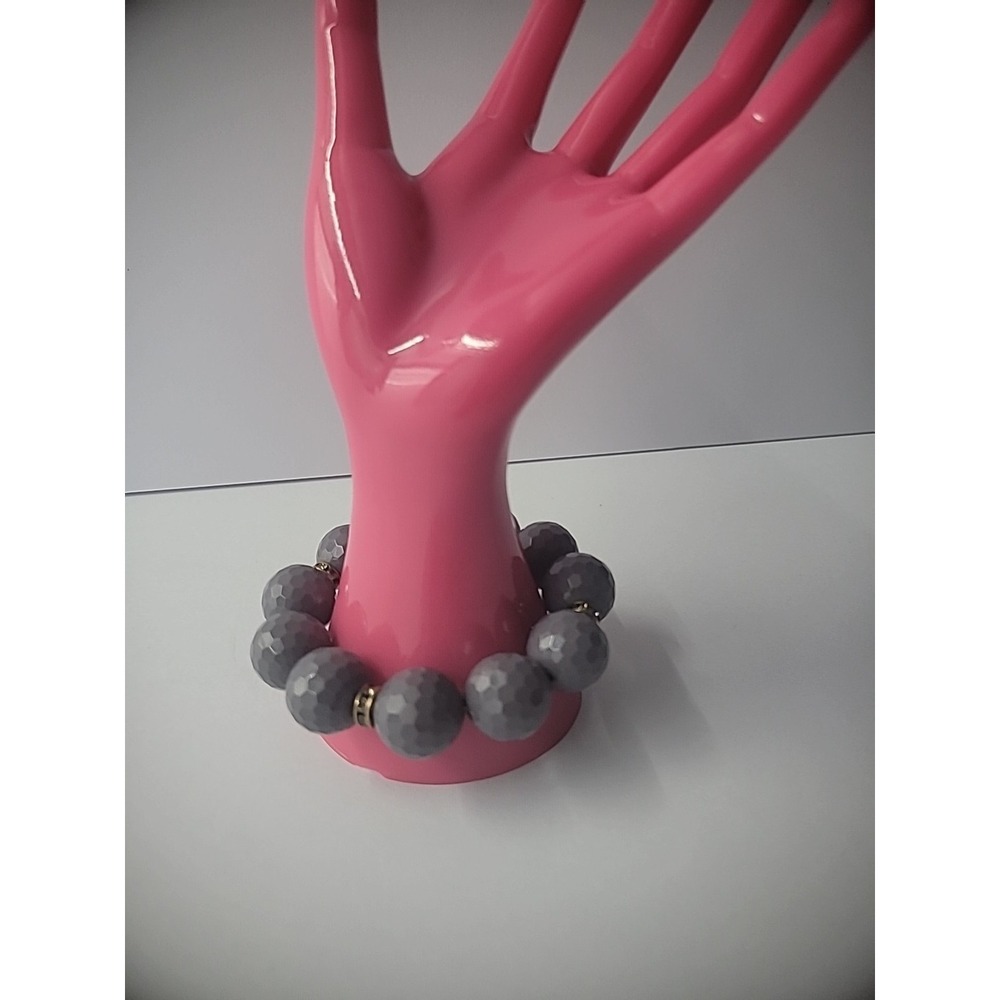 Bracelet Beaded Gray Faceted Crystals‎ Gold Tone Jewelry Costume